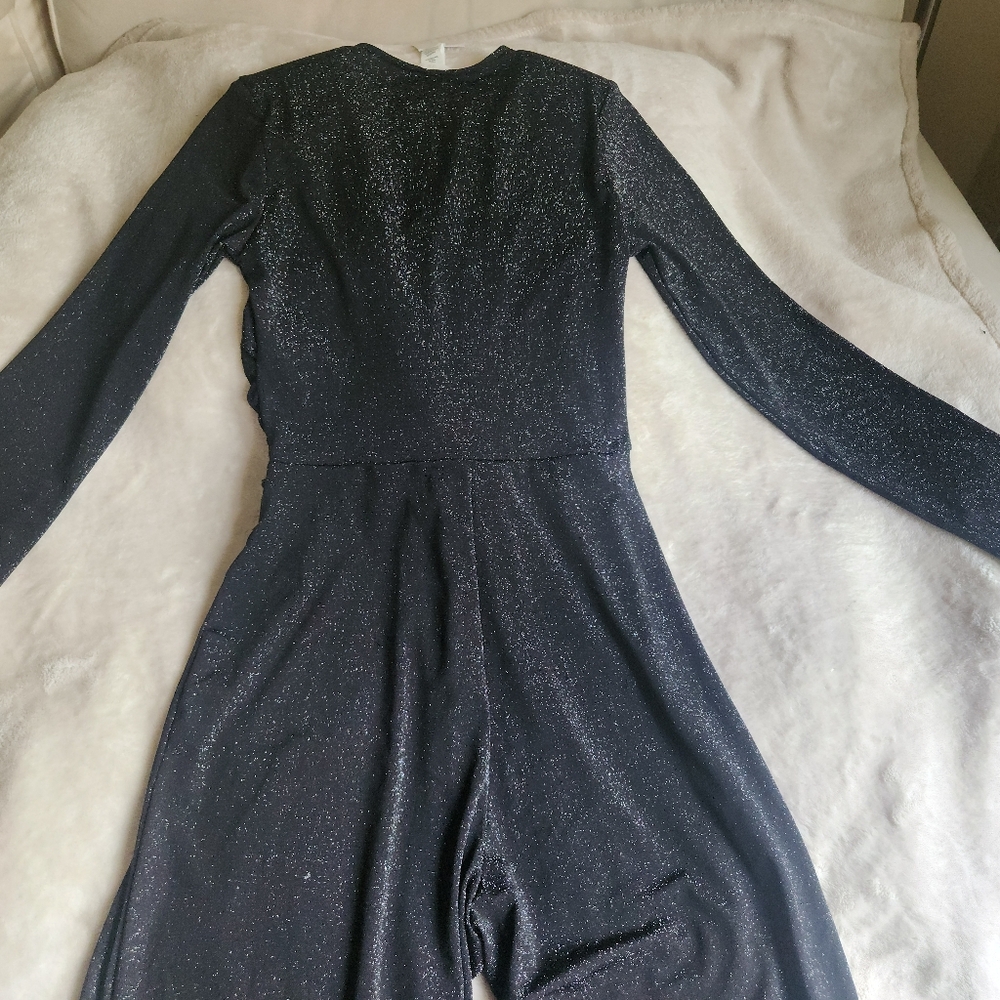 h&m glittery jumpsuit  with long sleeves black sz S,M,L,XL, XXL - Picture 14 of 16